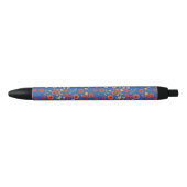 Chique Retro bloemenprint op blauwe pen (Voorkant)