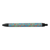 Chique Retro bloemenprint op Blauwgroen Pen (Voorkant)