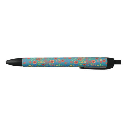 Chique Retro bloemenprint op Blauwgroen Pen (Bodem)