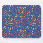 Chique Retro bloemenprint op Blue Mousepad Muismat (Voorkant)