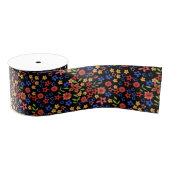 Chique Retro bloemenprint, op maat gemaakt Grosgra Grosgrain Lint (Spoel)