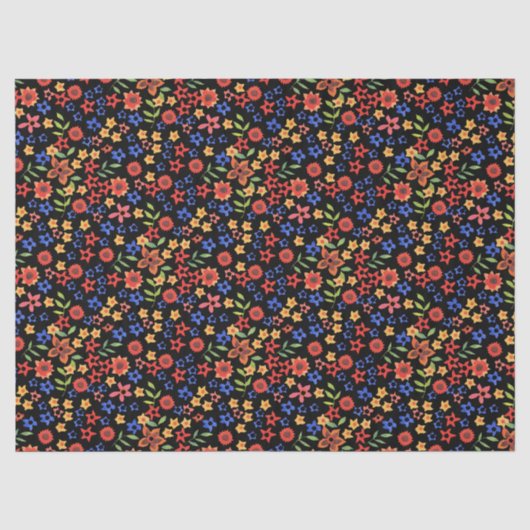 Chique Retro Ditsy Bloemen Custom Tissue Papier (Voorkant)