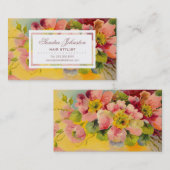 Chique Retro Floral Design Schoonheidssalon Visitekaartje (Voorkant / Achterkant)