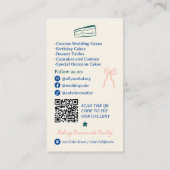 Chique Retro Franse krabbels cake decorator qr cod Visitekaartje (Achterkant)