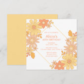 Chique Retro Hippie Sinaasappel Perzik Flora 60e V Kaart (Voorkant / Achterkant)