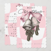 Chique Retro Kerst Roze Plaid Feestdagenkaart (Voorkant / Achterkant)