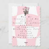 Chique  Retro Kerst Roze Plaid Feestdagenkaart (Achterkant)