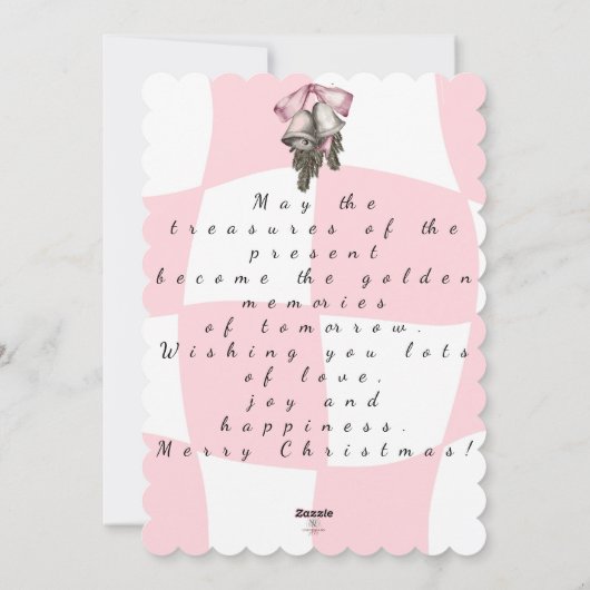 Chique Retro Kerst Roze Plaid Feestdagenkaart (Achterkant)