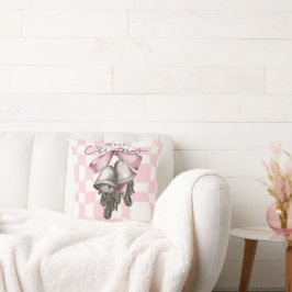 Chique  Retro Kerst Roze Plaid Kussen