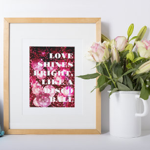 Chique Retro Krachtige Disco Bal Roze Muurkunst Foto Afdruk