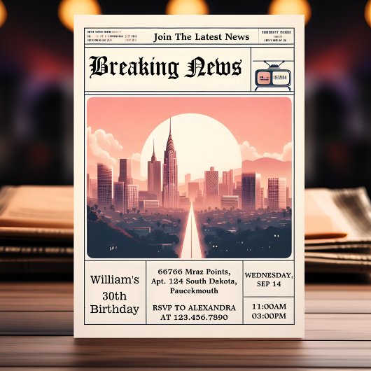 Chique Retro mannen Volwassen Krant 30e Verjaardag Kaart