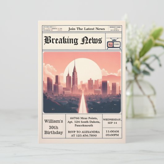 Chique Retro mannen Volwassen Krant 30e Verjaardag Kaart (Staand voorkant)