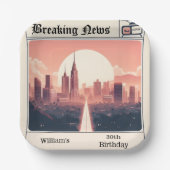 Chique Retro mannen Volwassen Krant 30e Verjaardag Papieren Bordje (Voorkant)