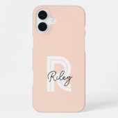 Chique Retro Monogram Script Roze Cute Trendy iPhone Hoesje (Achterkant)
