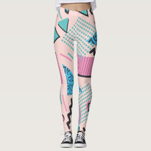 Chique retro pastelvormen leggings (Voorkant)