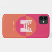 Chique Retro Roze Oranje Geometrisch Modern Monogr Case-Mate iPhone Case (Achterkant (horizontaal))