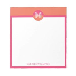Chique Retro Roze Oranje Geometrisch Modern Monogr Notitieblok