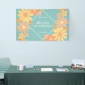 Chique Retro Sinaasappel Perzik Flora Groen 60e Ve Spandoek (Beurs)