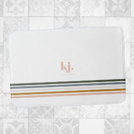 Chique Retro Strepen Monogram Badmat