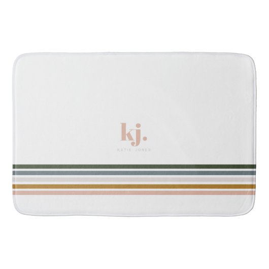 Chique Retro Strepen Monogram Badmat (Voorkant)