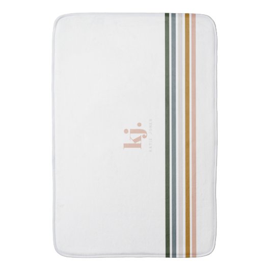 Chique Retro Strepen Monogram Badmat (Voorkant Verticaal)