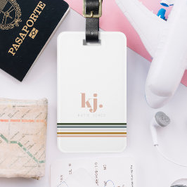 Chique Retro Strepen Monogram Bagagelabel