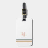 Chique Retro Strepen Monogram Bagagelabel (Voorkant verticaal)