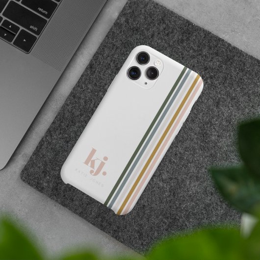 Chique Retro Strepen Monogram  Case-Mate iPhone Case
