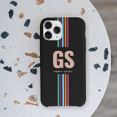 Chique Retro Strepen Monogram Case-Mate iPhone Case