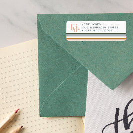 Chique Retro Strepen Monogram Etiket