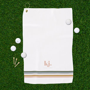 Chique Retro Strepen Monogram Golf Handdoek