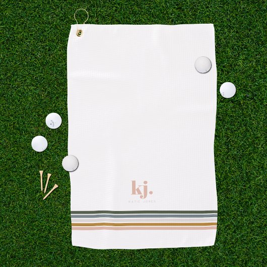 Chique Retro Strepen Monogram Golf Handdoek