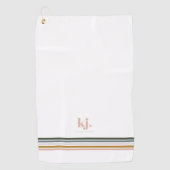 Chique Retro Strepen Monogram Golf Handdoek (Voorkant)