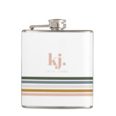Chique Retro Strepen Monogram Heupfles (Voorkant)