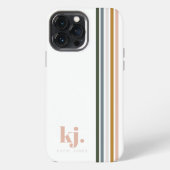 Chique Retro Strepen Monogram iPhone Hoesje (Achterkant)