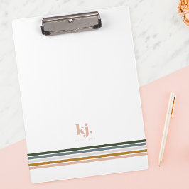 Chique Retro Strepen Monogram Klembord