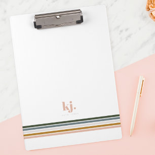 Chique Retro Strepen Monogram Klembord