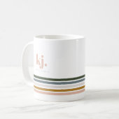 Chique Retro Strepen Monogram Koffiemok (Voorkant links)