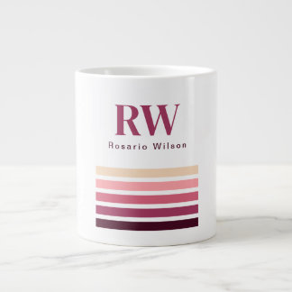 Chique Retro Strepen Monogram Koffiemok Grote Koffiekop