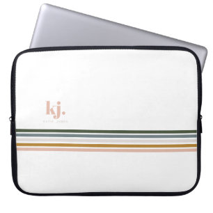 Chique Retro Strepen Monogram Laptop Hoes