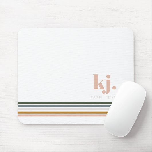Chique Retro Strepen Monogram Muismat (Met muis)
