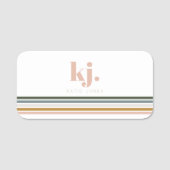 Chique Retro Strepen Monogram Naamplaatje (Voorkant)