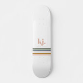 Chique Retro Strepen Monogram Persoonlijk Skateboard (Voorkant)