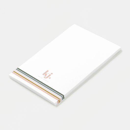 Chique Retro Strepen Monogram  Post-it® Notes (Schuin)