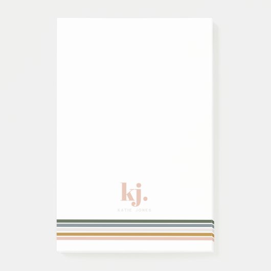 Chique Retro Strepen Monogram Post-it® Notes (Voorkant)
