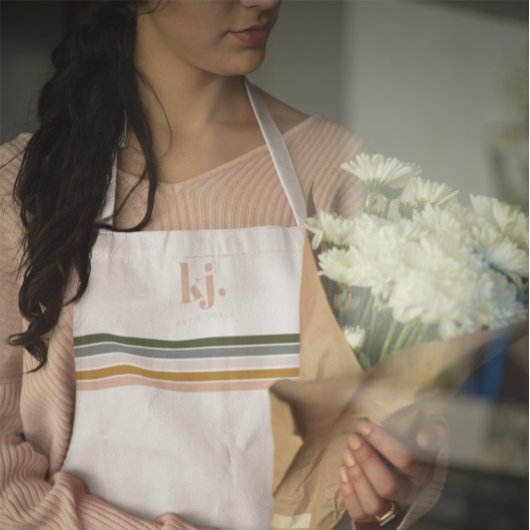 Chique Retro Strepen Monogram  Schort