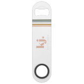 Chique Retro Strepen Monogram Speed Flessenopener (Voorkant)
