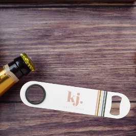 Chique Retro Strepen Monogram Speed Flessenopener
