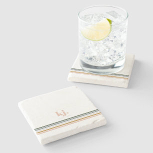 Chique Retro Strepen Monogram Stenen Onderzetter