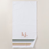 Chique Retro Strepen Monogram Strandlaken (Voorkant)